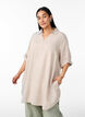 A-mallinen tunika pellavaa ja viskoosia, Beige, Model image number 0