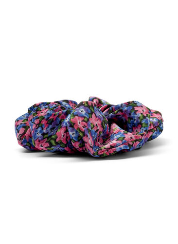 Kukallinen scrunchie, Blue Pink Flower, Packshot image number 1