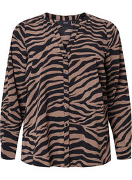 V-kaula-aukkoinen paita seeprakuvioinnilla, Black/Brown Zebra