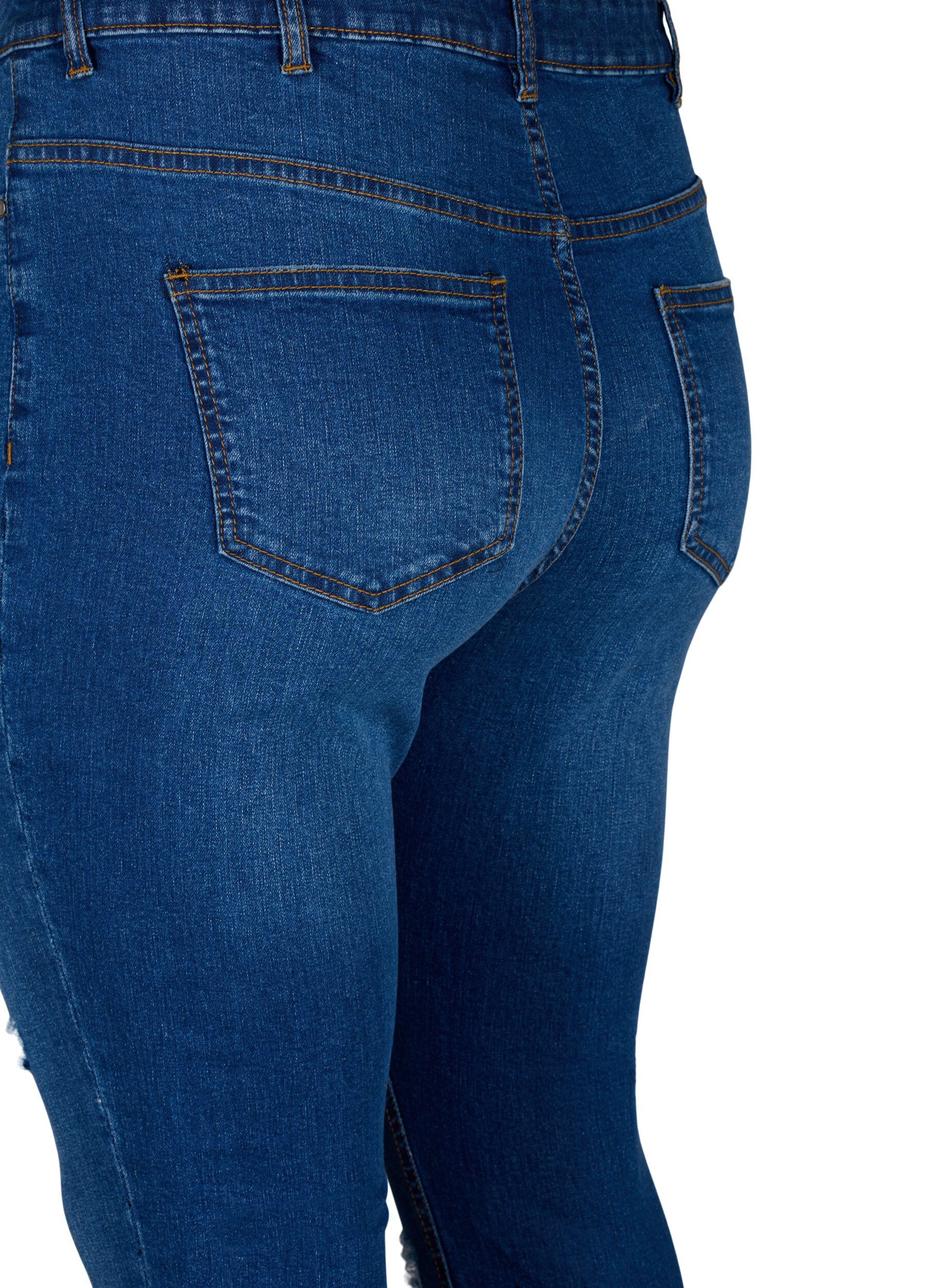 Zizzi Kulutetut slim fit -farkut, Blue Denim, Packshot image number 3