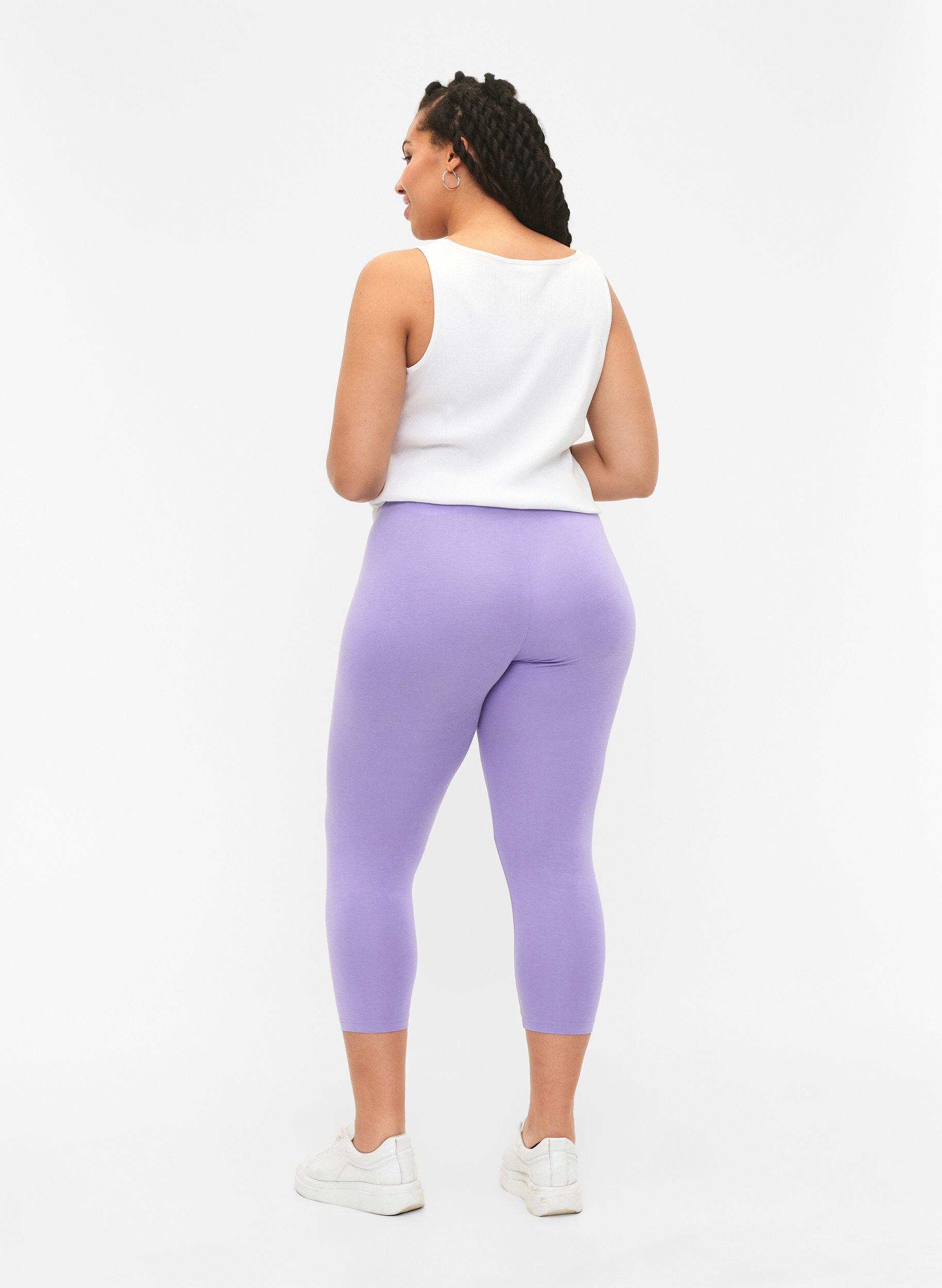 Zizzi 3/4-pituiset viskoosileggingsit, Violetti, Model image number 2