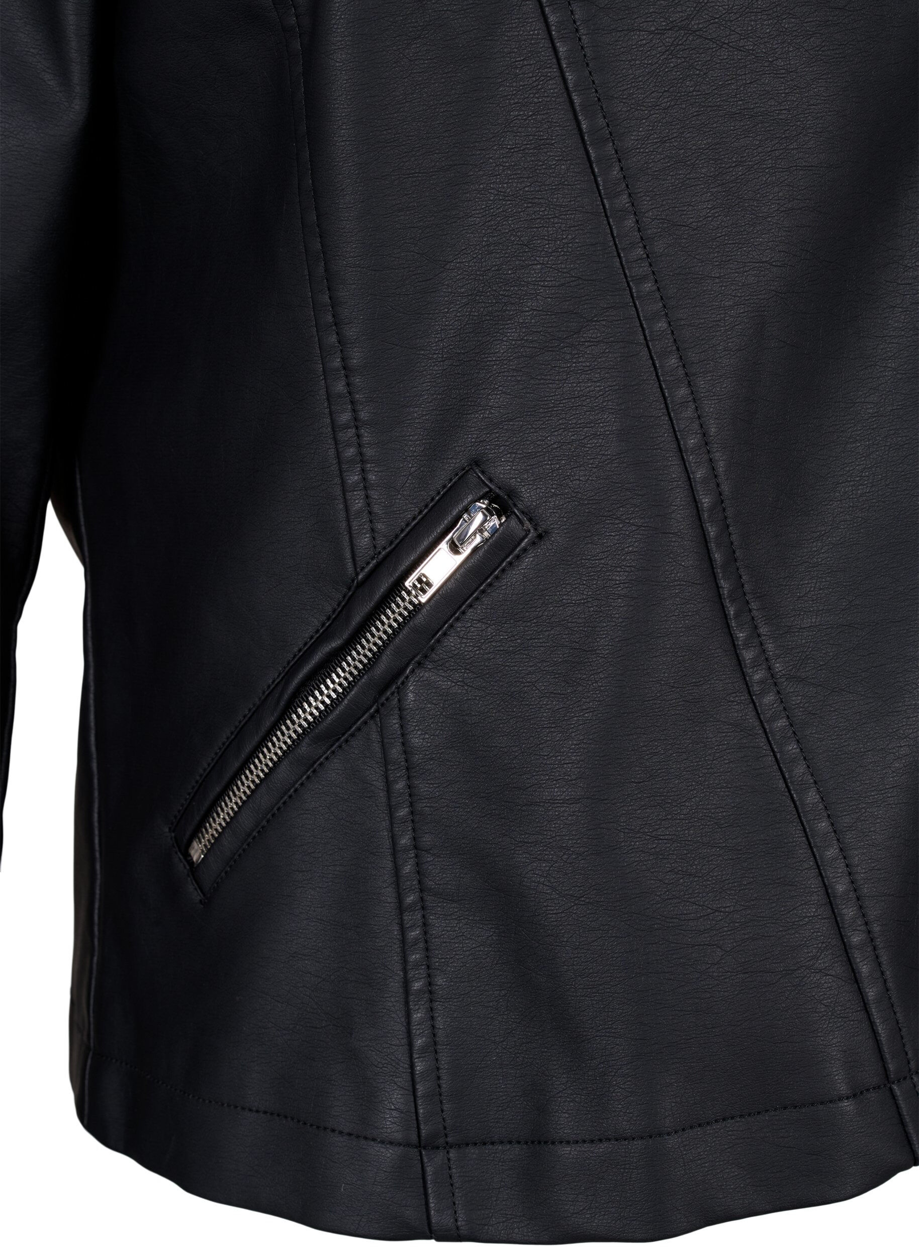 ZizziKeinonahkainen biker-takki, Musta, Packshot image number 3