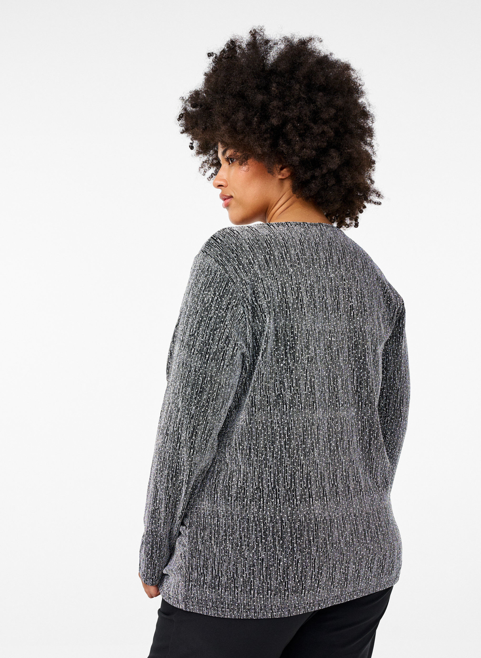 Zizzi Kietaisutyylinen glitter-juhlapaita, Musta, Model image number 2