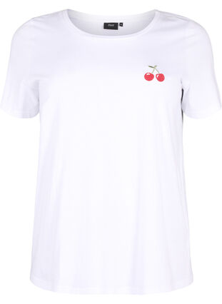 Puuvillainen t-paita, jossa on kirsikkakirjailu, B.White CherryEMB., Packshot image number 0