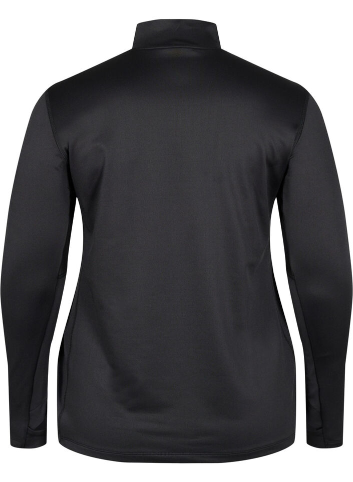 Korkeakauluksinen treenipusero vetoketjulla, Black, Packshot image number 1