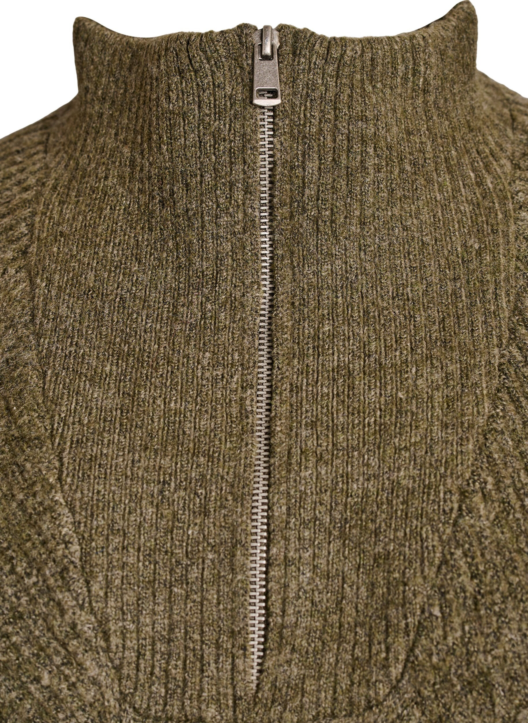 Zizzi Polvimittainen neulemekko korkealla kauluksella, Vihre&auml;, Packshot image number 2