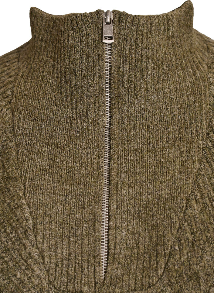 Polvimittainen neulemekko korkealla kauluksella, Vihreä, Packshot image number 2