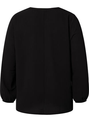 Yksivärinen pusero v-aukolla, Black, Packshot image number 1