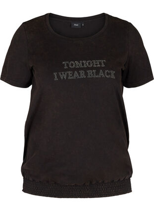 Ekologisesta puuvillasta valmistettu t-paita smokkirypytyksellä , Black, Packshot image number 0