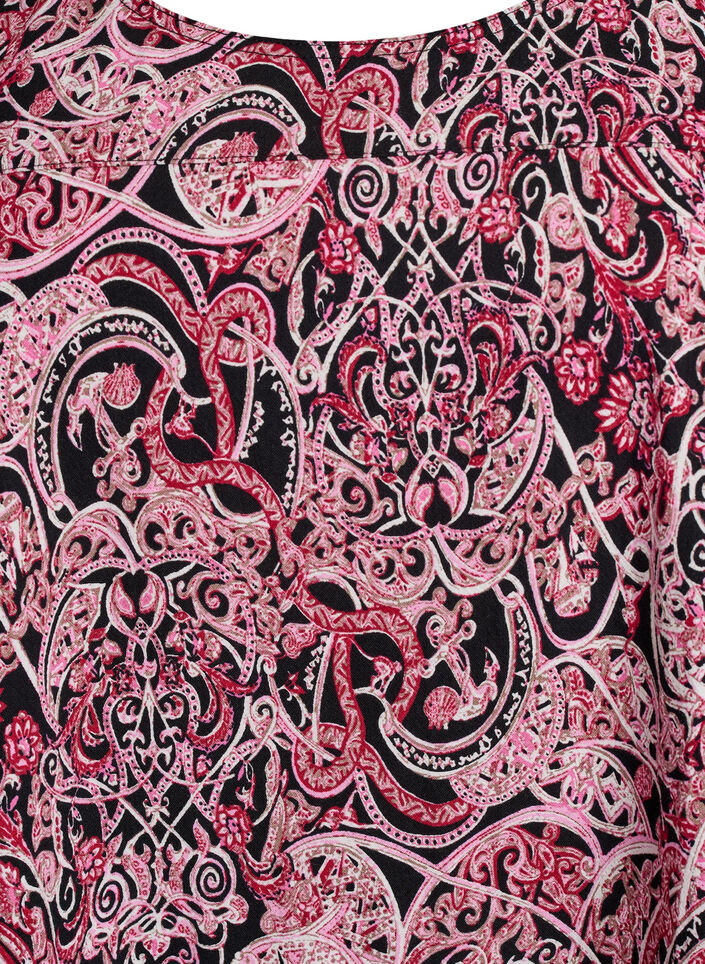 Lyhythihainen painokuvioitu puuvillamekko, Musta, Packshot image number 2