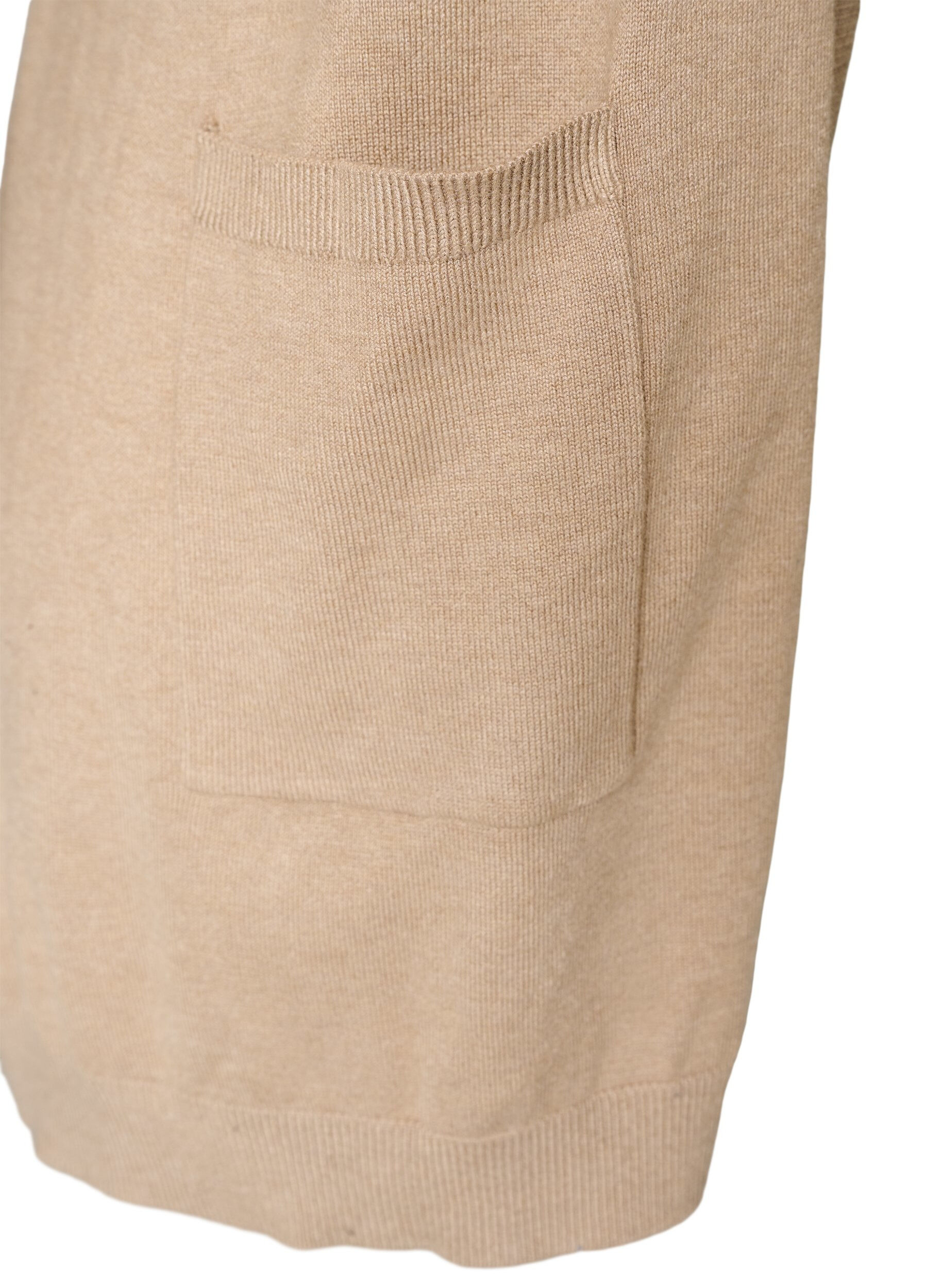 ZizziPitk&auml; neuletakki viskoosisekoitteesta, Beige, Packshot image number 3
