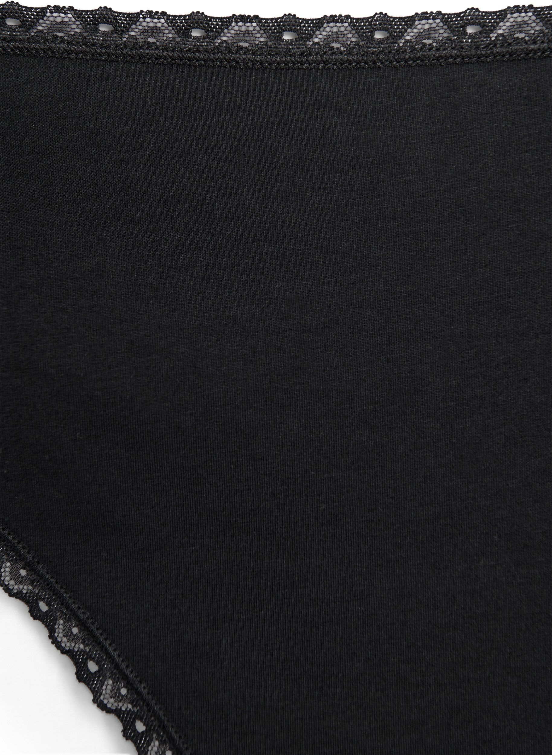 Zizzi 3 kpl g-stringej&auml; pitsireunuksella , Black, Packshot image number 2