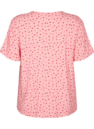 Printattu pyjamapaita viskoosia, Pink Icing W. hearts, Packshot image number 1