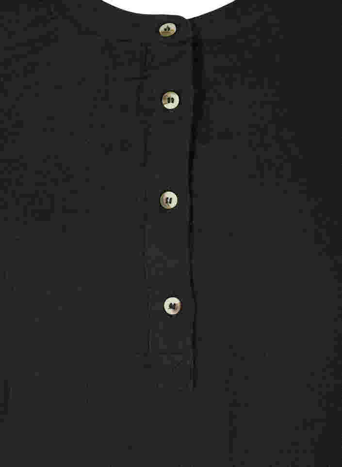 Puuvillapusero napeilla ja 3/4-hihoilla , Black, Packshot image number 2