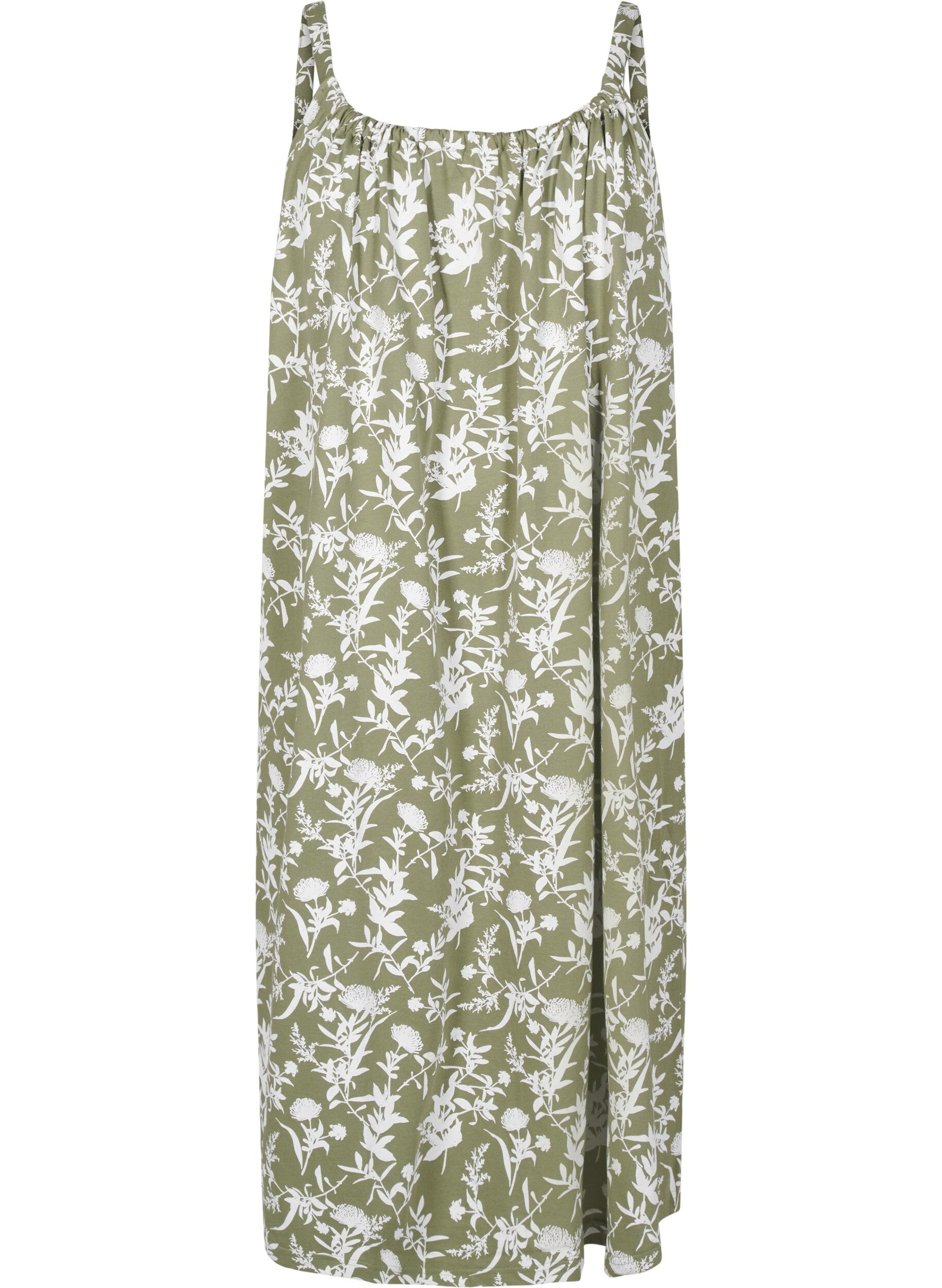 ZizziMidipituinen olkainmekko luomupuuvillaa, Vihre&auml;, Packshot image number 0