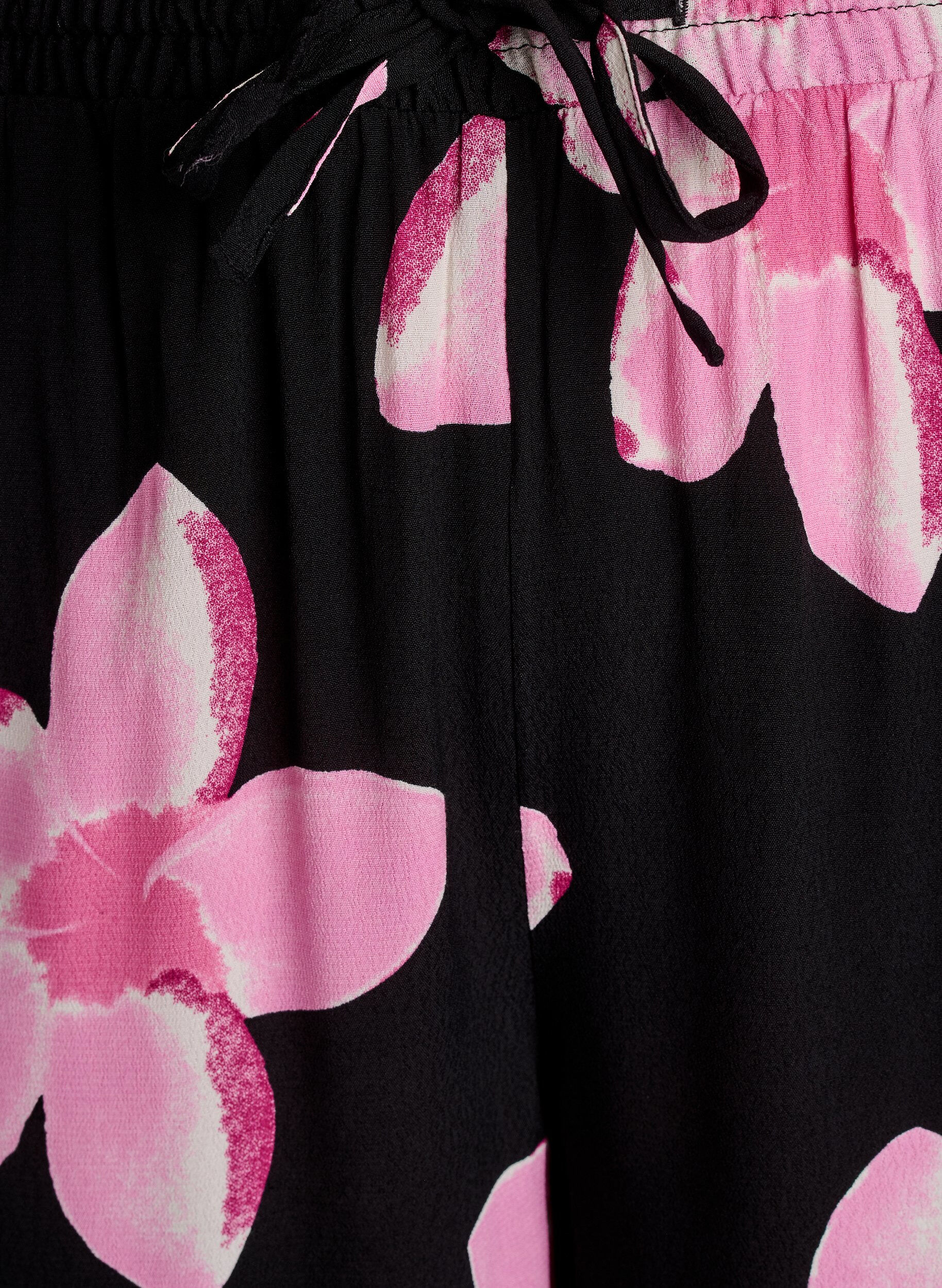 Zizzi Rennot viskoosihousut printill&auml;, Musta, Packshot image number 2