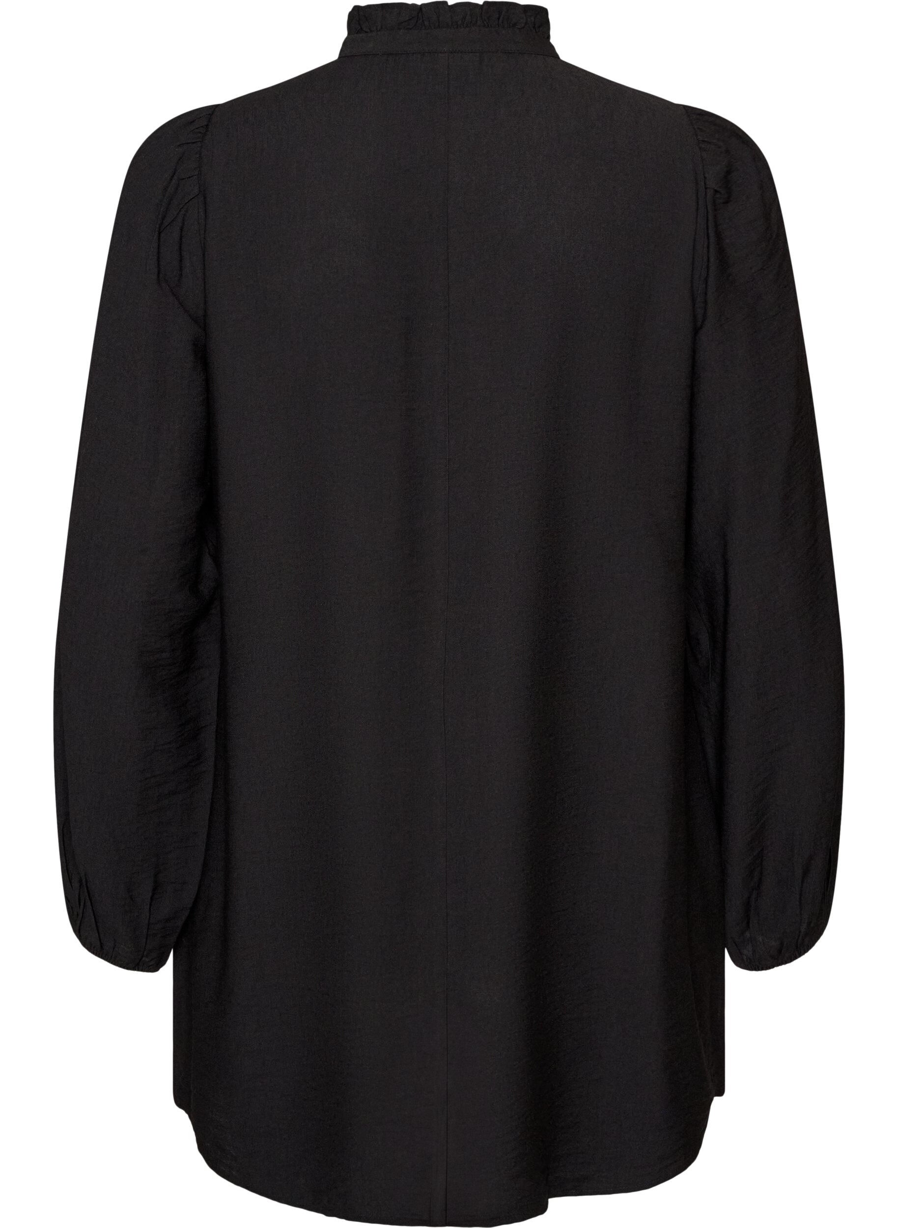 ZizziViskoositunika r&ouml;yhel&ouml;ill&auml; ja napeilla, Musta, Packshot image number 1