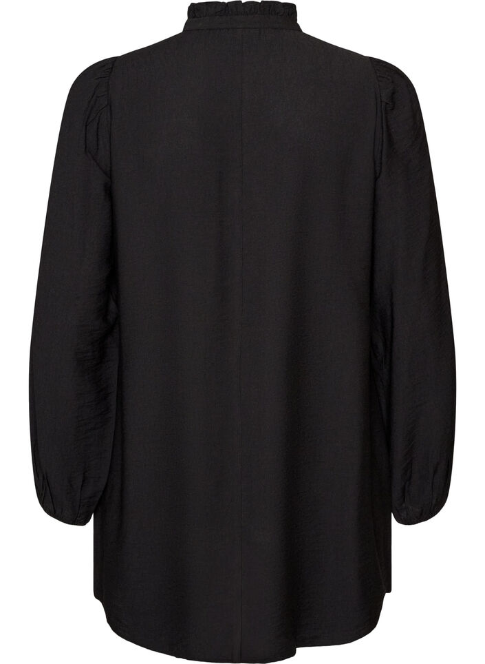 Viskoositunika r&ouml;yhel&ouml;ill&auml; ja napeilla, Musta, Packshot image number 1