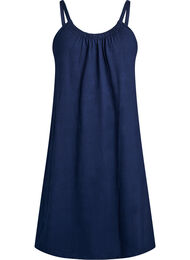 Midipituinen olkainmekko luomupuuvillaa, Sininen