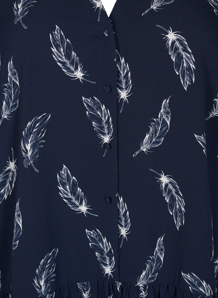 Midi-mekko pitkillä hihoilla, Navy B. Feather AOP, Packshot image number 2