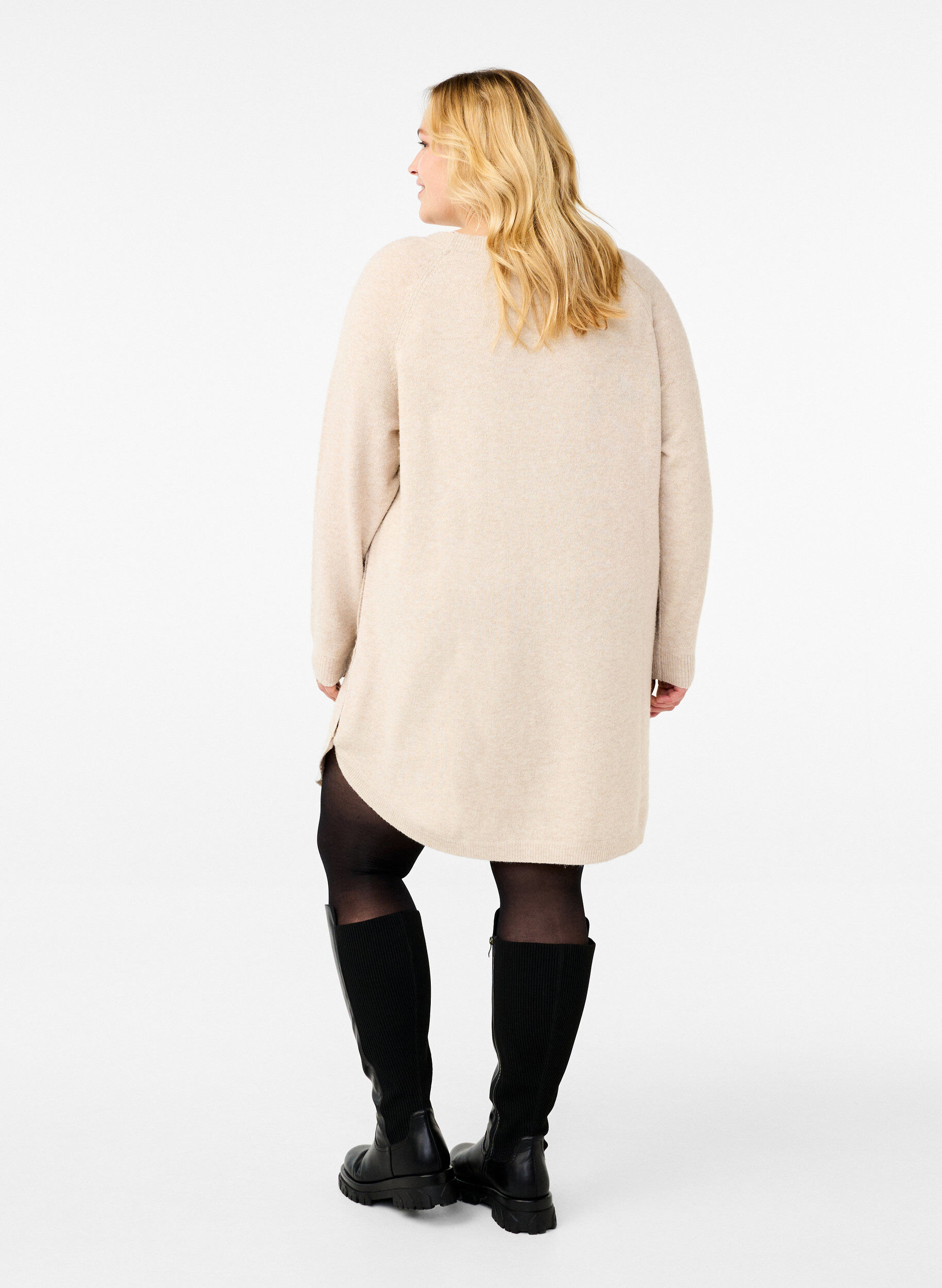 Zizzi Meleerattu neulemekko napeilla, Pumice Stone Mel., Model image number 1