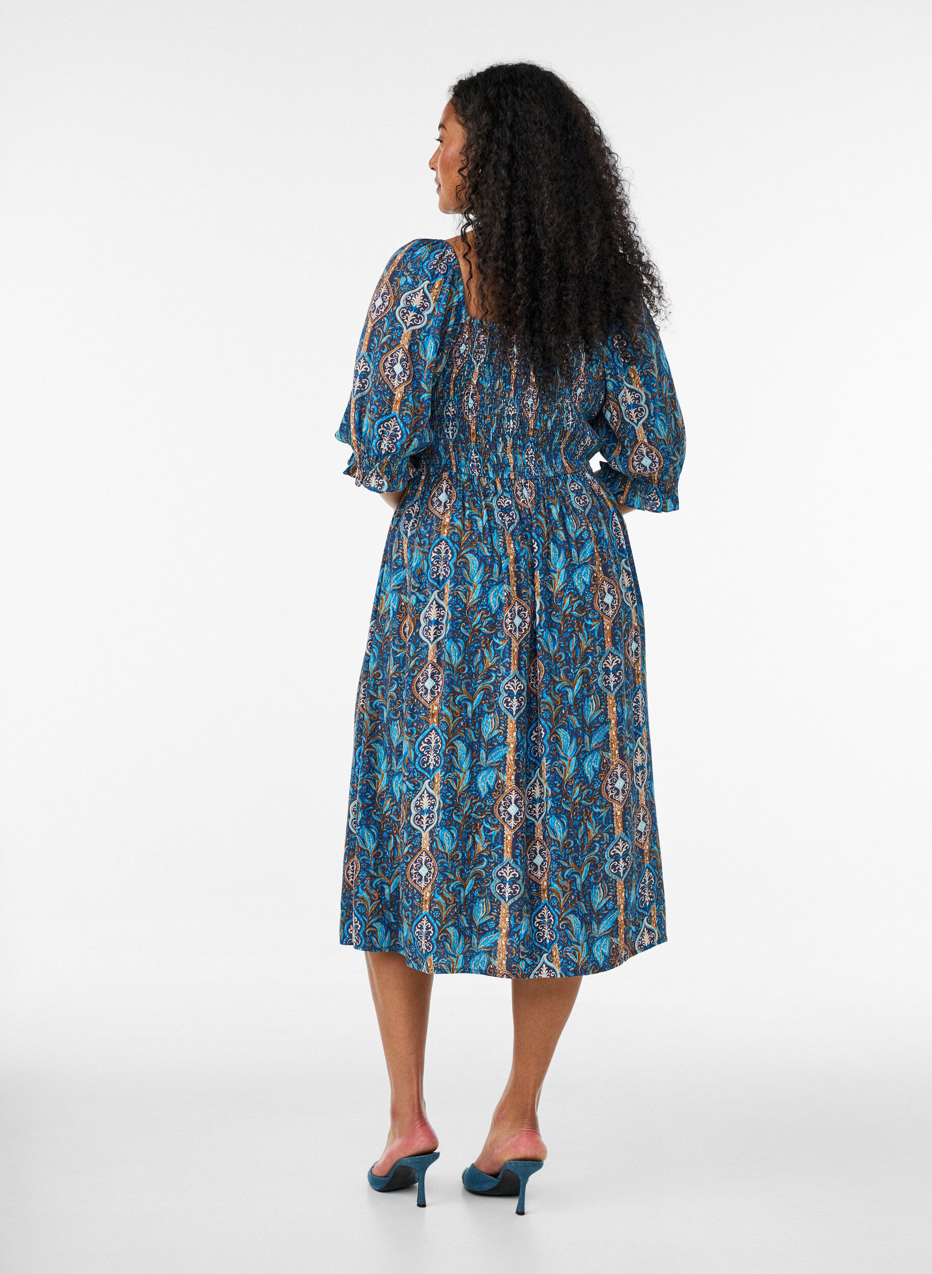 ZizziKes&auml;mekko viskoosista paisley-kuosilla, Sininen, Model image number 1