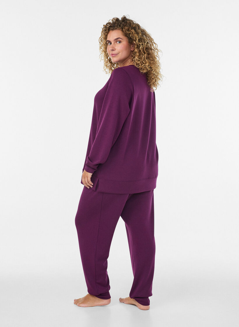 Pitk&auml;hihainen jerseypusero py&ouml;re&auml;ll&auml; p&auml;&auml;ntiell&auml;, Violetti, Model image number 2