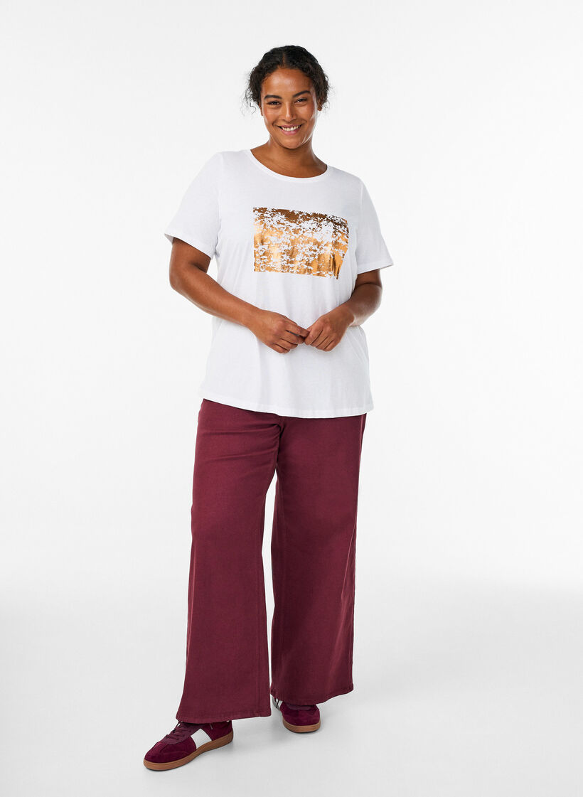 T-paita printill&auml;, Valkoinen, Model image number 1