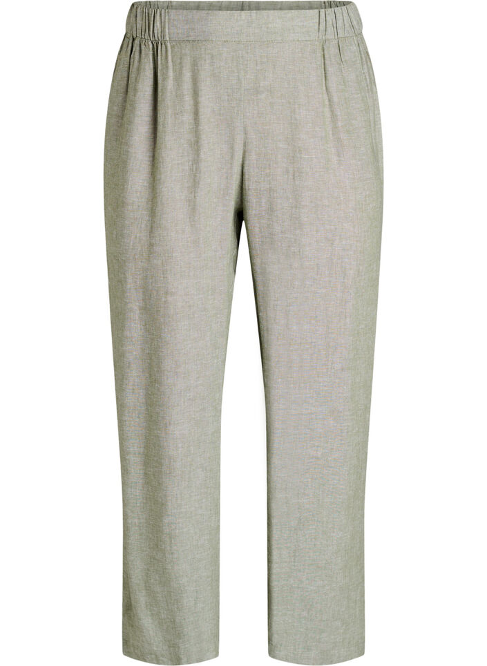 Rennot housut pellavasta ja viskoosista, Vihre&auml;, Packshot image number 0