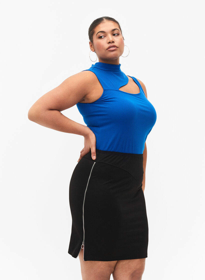 Tyköistuva hame vetoketjulla sivulla , Black, Model image number 0