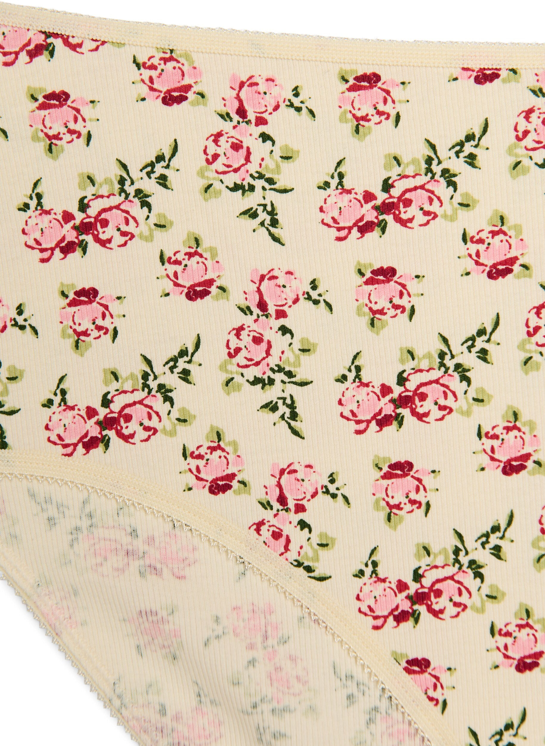 Zizzi 5-pack ribatut puuvilla-alushousut, Vanilja, Packshot image number 3