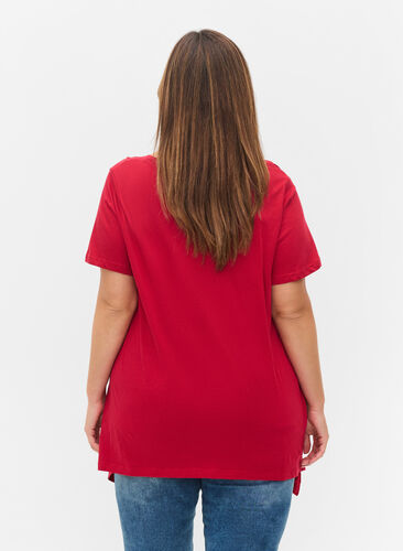 Lyhythihainen puuvillainen t-paita a-mallissa , Tango Red ENOUGH, Model image number 1