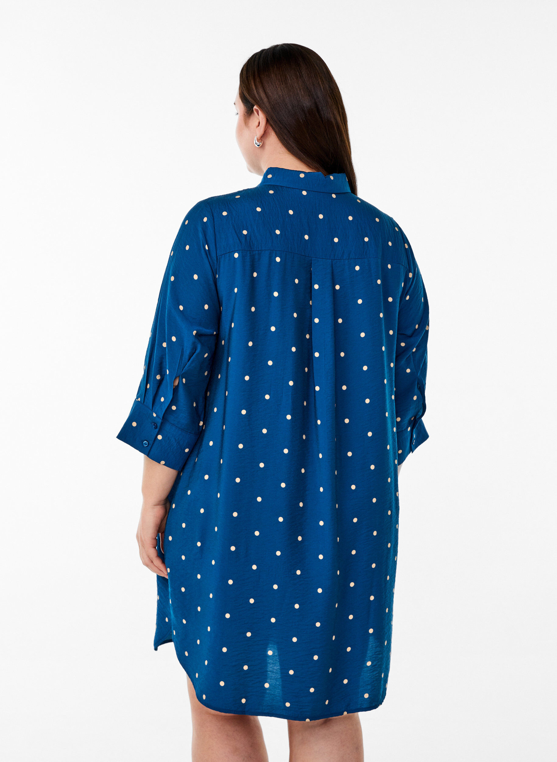 ZizziLyhyt mekko kauluksella ja rintataskulla, Sininen, Model image number 2