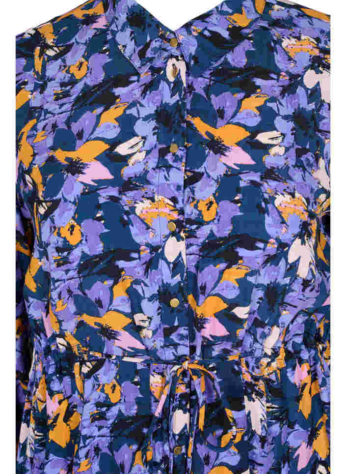 Kukallinen paitamekko viskoosista, Purple Flower AOP, Packshot image number 2