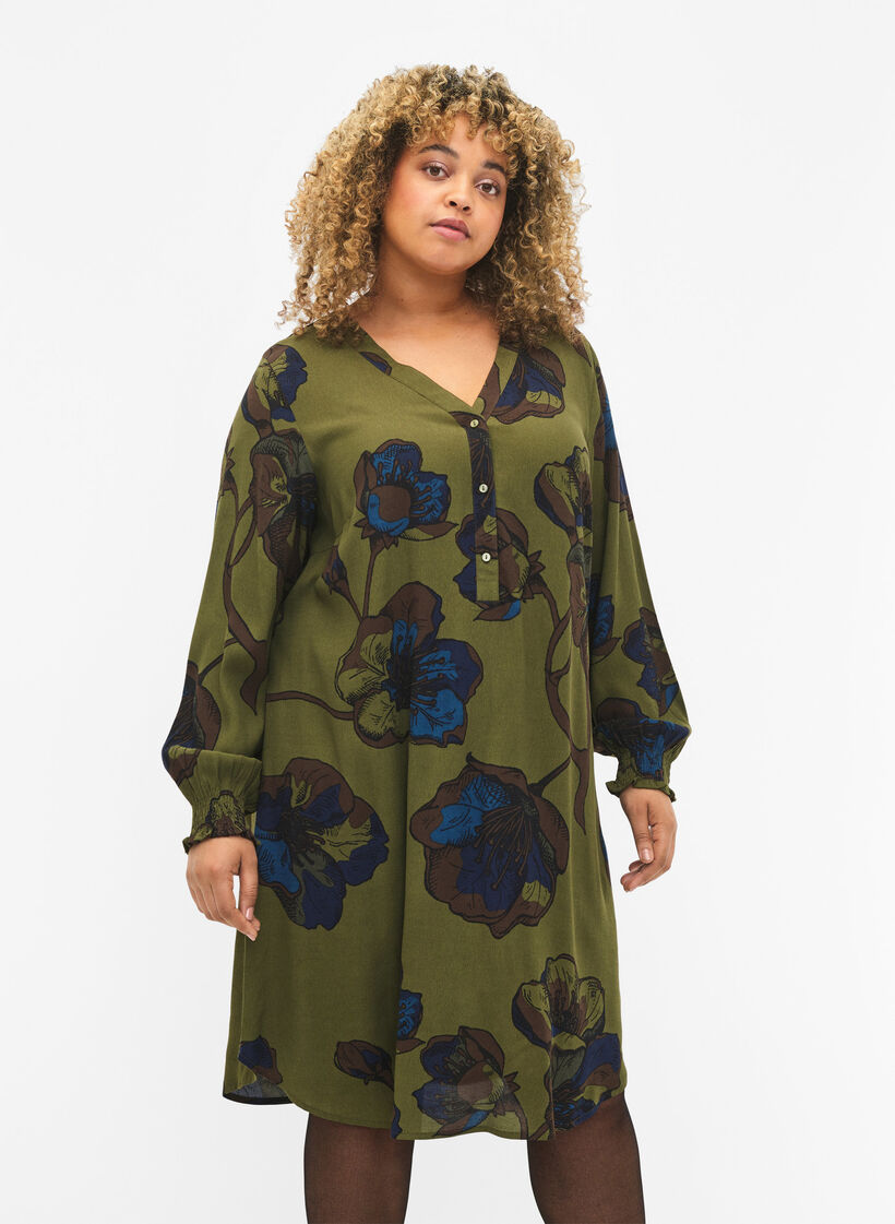 Viskoosimekko kuosilla, Vihre&auml;, Model image number 0