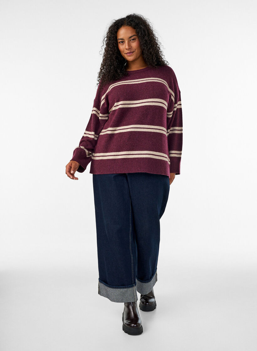 Neulepusero, jossa tuplasti kontrastiraitoja, Punainen, Model image number 1