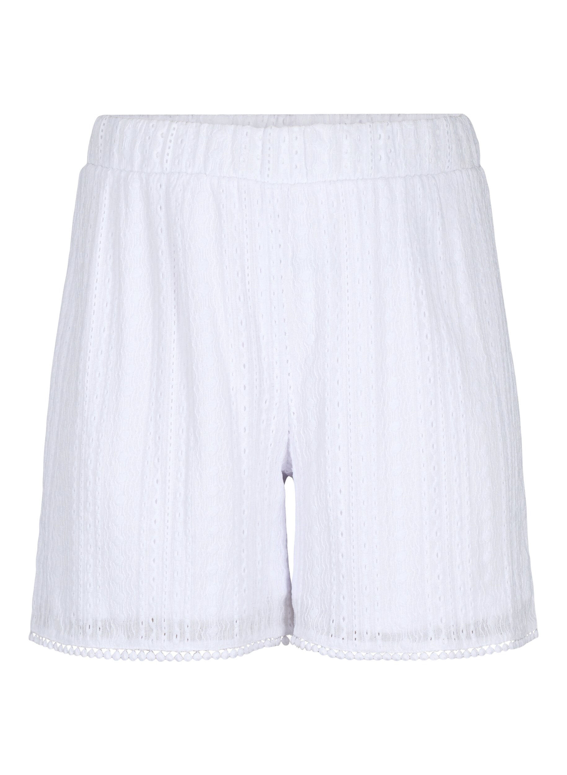 Zizzi Shortsit tekstuurikuvioilla, Bright White, Packshot image number 0