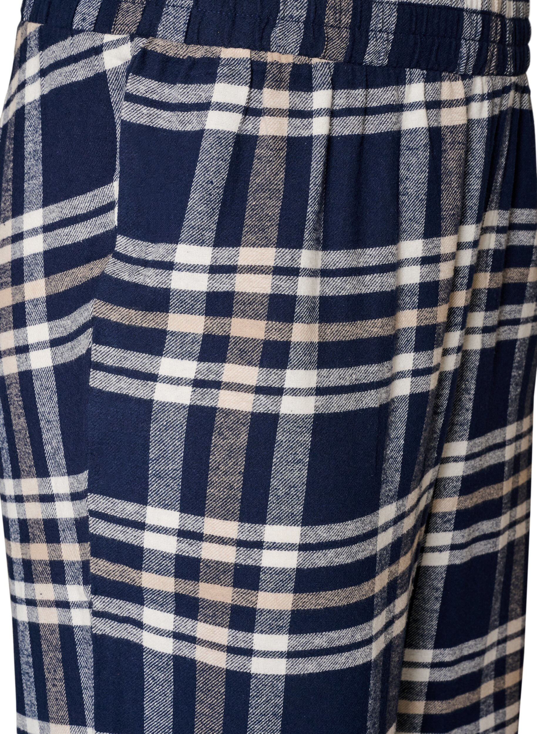 ZizziRuudulliset puuvillaiset pyjamahousut, Sininen, Packshot image number 2