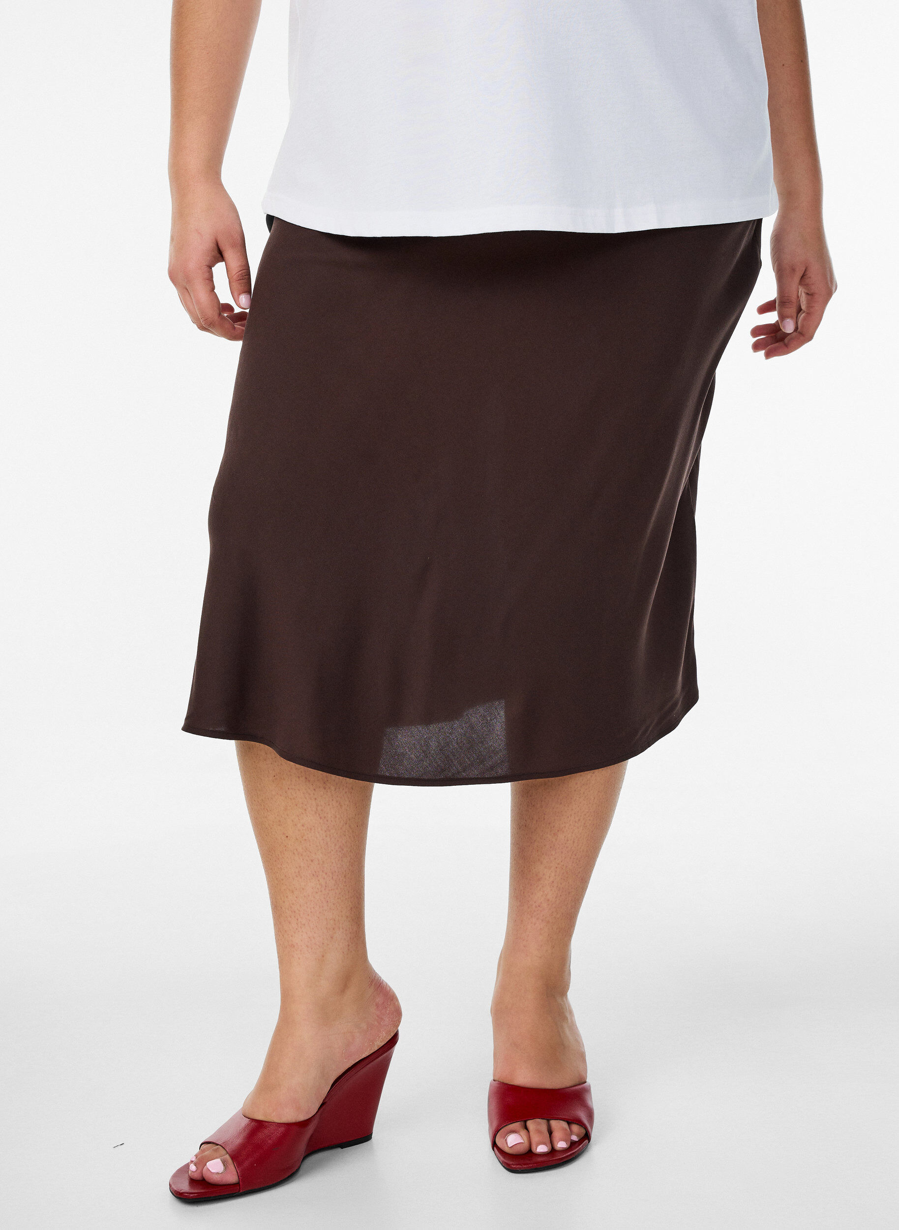 ZizziViscoosihame joustavalla vy&ouml;t&auml;r&ouml;ll&auml;, Ruskea, Model image number 2