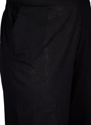 Väljät housut pellava-puuvillasekoitetta, Black, Packshot image number 2