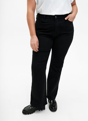 Korkeavyötäröiset Ellen bootcut-farkut, Black, Model image number 2