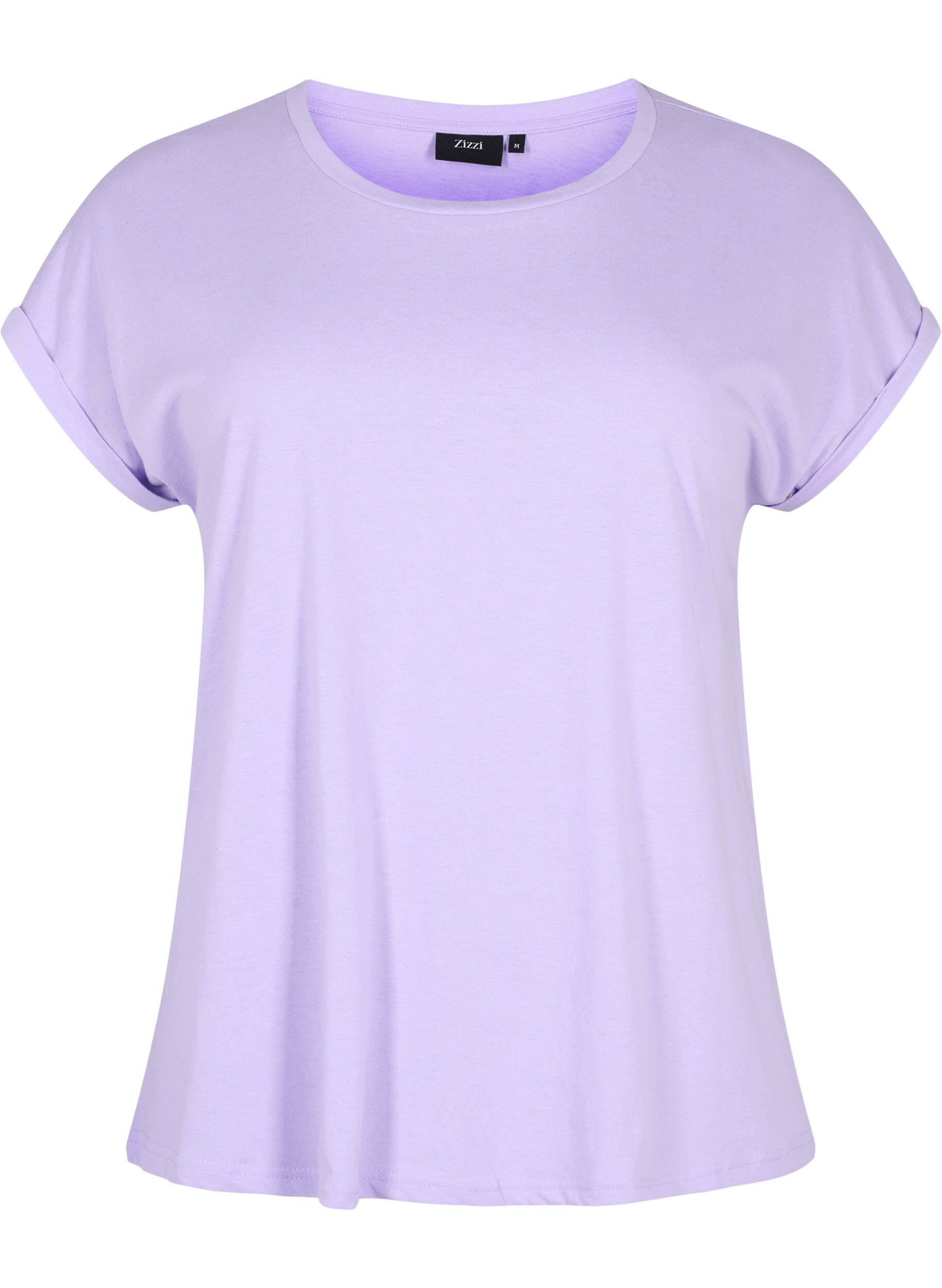 ZizziLyhythihainen t-paita puuvillasekoitteesta, Violetti, Packshot image number 0