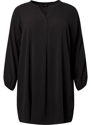 Pitkähihainen V-kaula-aukkoinen mekko, Black, Packshot image number 0