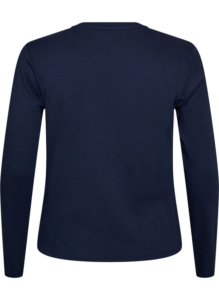 Pitk&auml;hihainen perus-T-paita py&ouml;re&auml;ll&auml; p&auml;&auml;ntiell&auml;, Sininen, Packshot image number 1