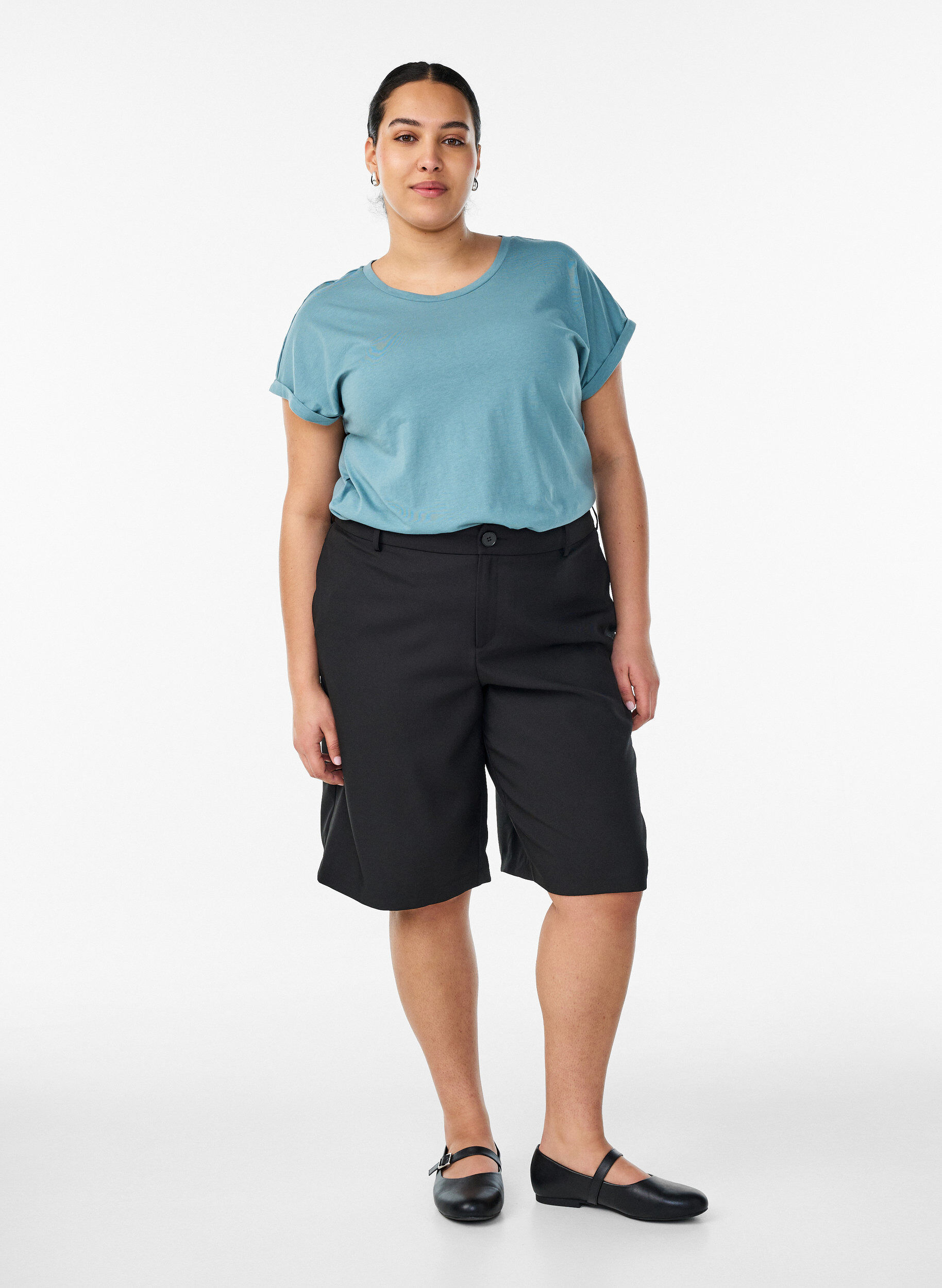 ZizziLyhythihainen t-paita puuvillasekoitteesta, Sininen, Model image number 1