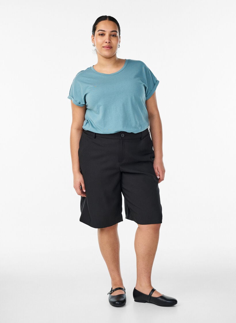Lyhythihainen t-paita puuvillasekoitteesta, Sininen, Model image number 1