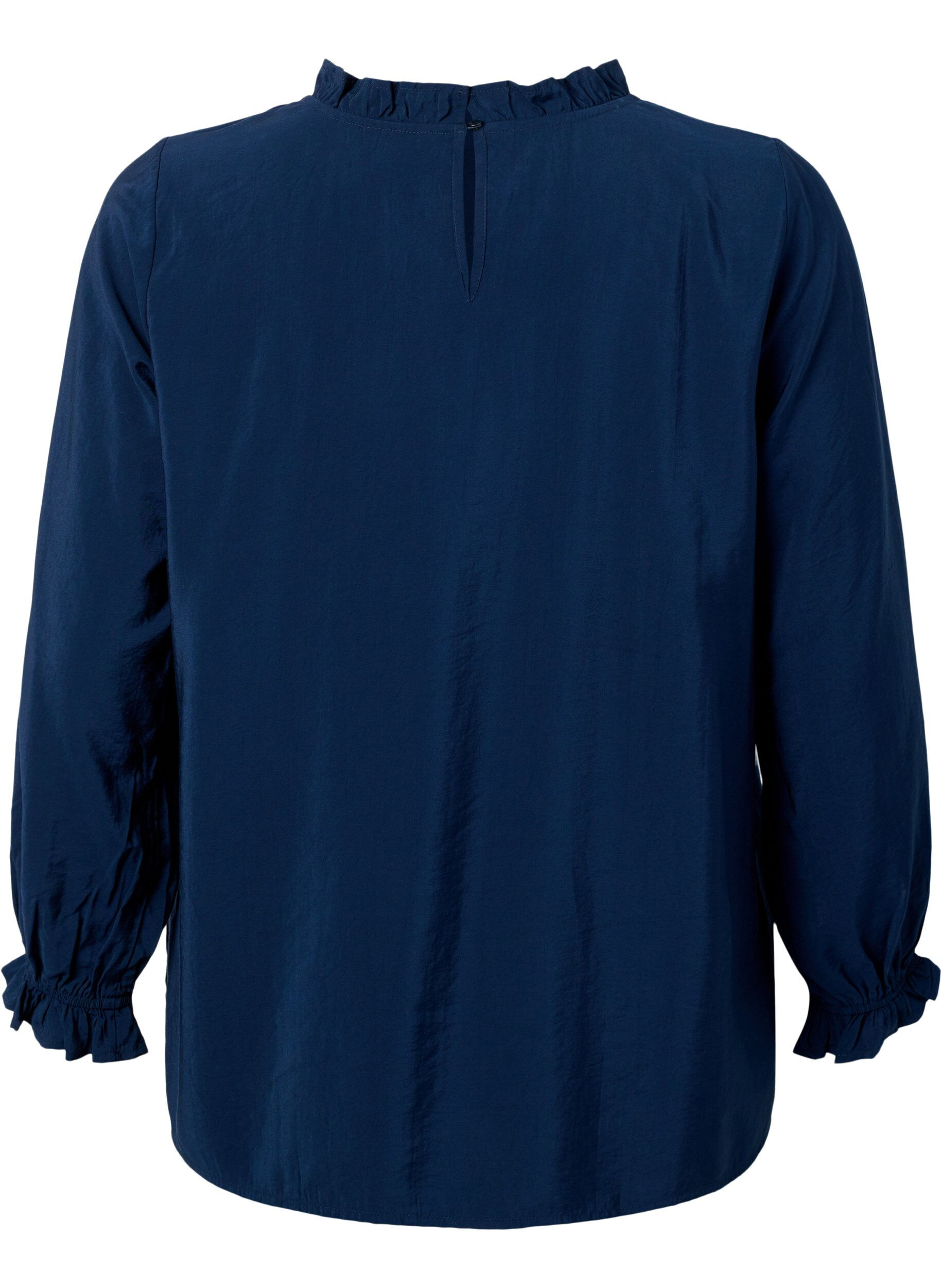 Zizzi Pitk&auml;hihainen viskoosipusero r&ouml;yhel&ouml;ill&auml;, Total Eclipse, Packshot image number 1