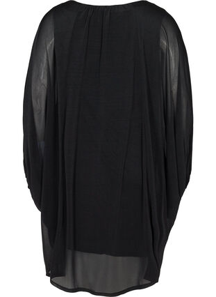 Pitkähihainen mekko v-aukolla ja smokkirypytyksellä, Black, Packshot image number 1