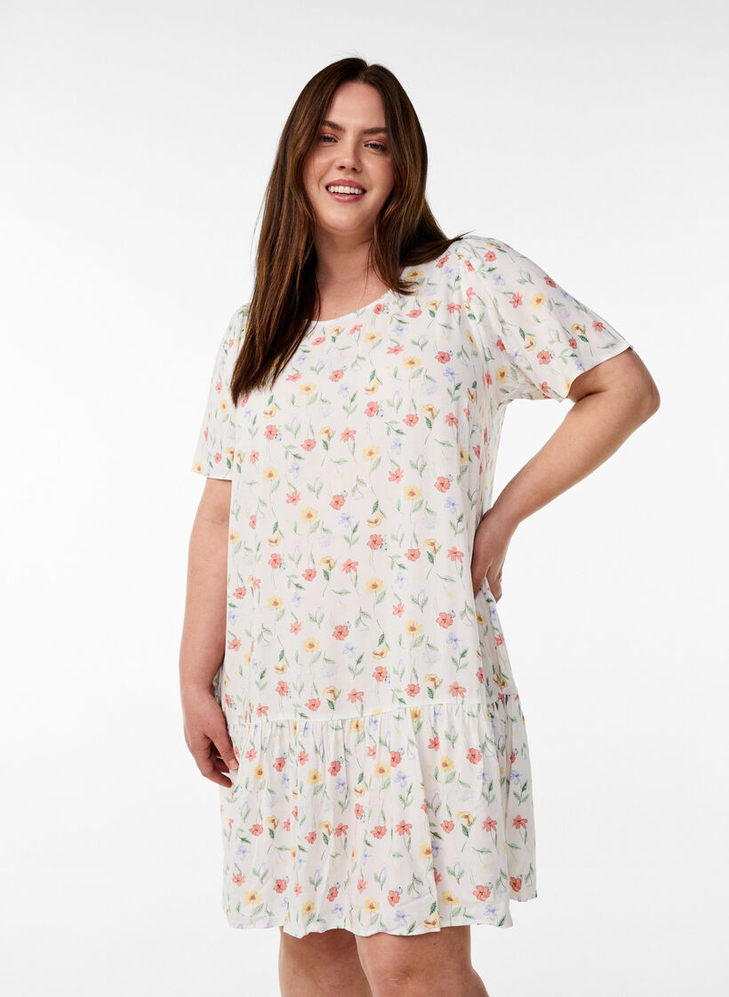 Viskoosimekko leikkauslinjalla, Valkoinen, Model image number 0