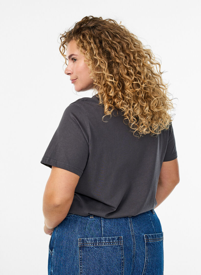 Puuvilla T-paita etupainatuksella, Harmaa, Model image number 2